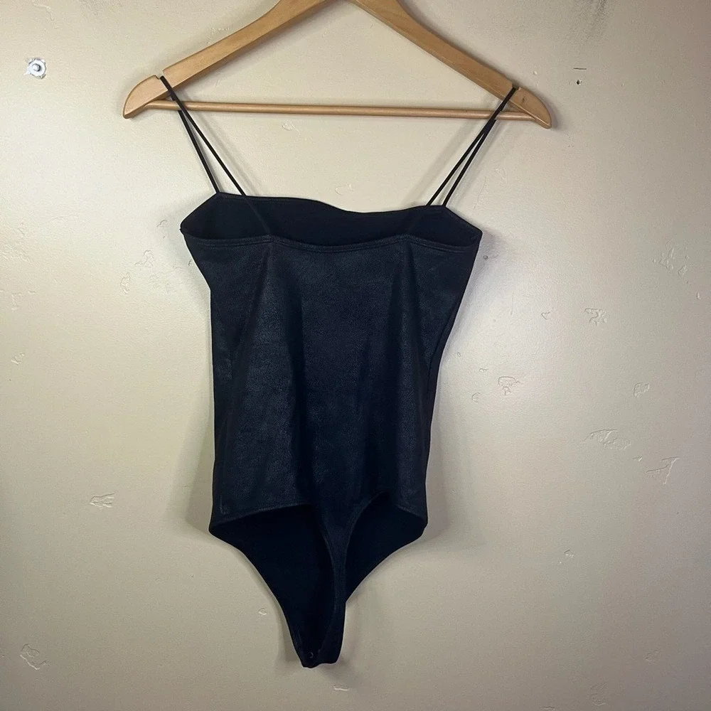 Abercrombie & Fitch Faux Leather Bodysuit Black Size Small Goth Soft AF‎